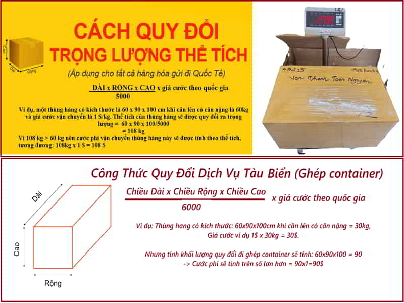Cách tính khối lượng thể tích khi gửi hàng đi Philippines